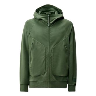 C.P. Company C.P. Company, Light Jackets, male, Green, S, Metropolis Series Stretch Fleece Full Zip Hooded Sweatshirt