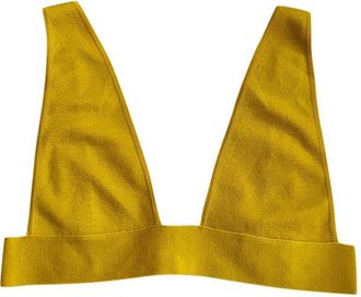 Agnona Yellow Cashmere Knit Triangle Bralette Size S