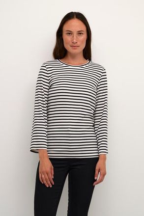 Kaffe Liddy Jersey Blouse in Chalk/black Stripe at Nordstrom, Size X-Large