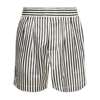 Tom Ford Casual Shorts, male, White, Size: W33 Silk Shorts With A Striped Pattern