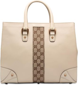 Gucci Pre-owned Gucci Calfskin and GG Canvas Nailhead Tote Ladies UVBV453URH69UK28