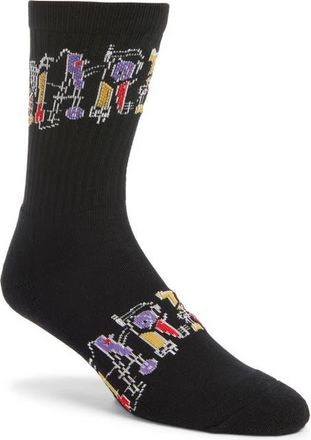 Market Abstract Crew Socks in Black at Nordstrom