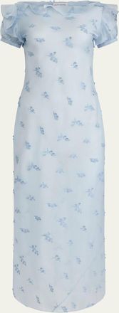 Altuzarra Lafont Floral Embroidered Puff-Sleeve Maxi Dress