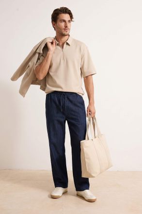 Trendyol MAN Heren Donkerblauw Effen Normale taille Jeans