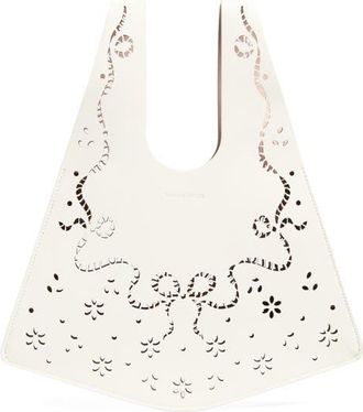 Simone Rocha Mini Lasercut Leather Shopper in Cream at Nordstrom