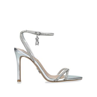 Steve Madden Womens Satin Juniper Silver Heels - Size UK 8