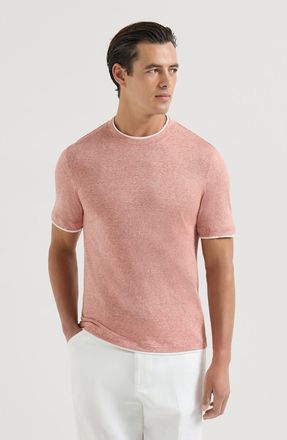 Brunello Cucinelli T-shirt with faux-layering in Orange at Nordstrom, Size Xxx-Large Eu