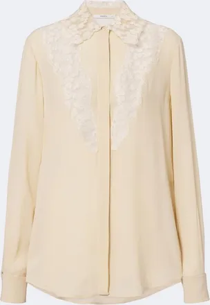 Fendi Lace-trimmed silk georgette shirt
