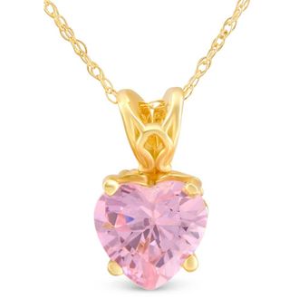 Pompeii3 7mm Womens Heart Pendant in Pink Topaz 14k White, Rose, or Yellow Gold Necklace