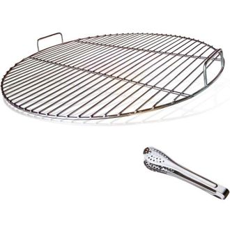 Elle Parrilla Redonda De Acero Inoxidable 304 Con Asa, 54,5 Cm De Di&aacute;metro, Para Barbacoas De Carb&oacute;n De 57 Cm (p. Ej., Weber), Con Pinzas Para Barbacoa