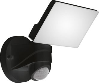 Loops IP44 Outdoor Wall Light & PIR Sensor Black Plastic 13W Built in LED Lamp