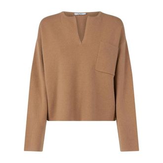 Max Mara Wollen V-hals trui - Dames - V-hals truien - Bruin - XS - Wol - Truien & Vesten