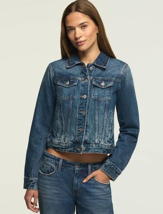 Lucky Brand Womens Denim Shrunken Trucker Jacket