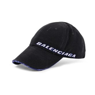 Balenciaga Zwarte Katoenen Logo Geborduurde Hoed - Heren - Petten - Zwart - S - Katoen - Accessoires