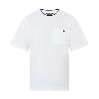 Dolce & Gabbana T-Shirts, male, White, L, Piqu&eacute; Patch Pocket T-Shirt