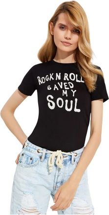 One Teaspoon Zwarte Rockn Roll T-shirt - Dames - T-shirts - Zwart - XS - Tops