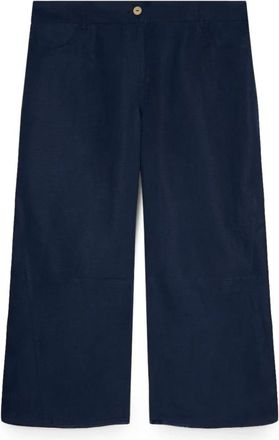 Fiorella Rubino Linnen en Viscose Blend Broek - Dames - Vrijetijds broeken - Blauw - XL - Linnen - Broeken