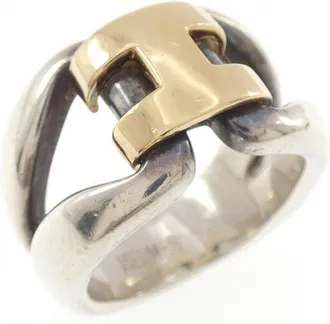Herm&egrave;s Gold Silver Band Ring (Pre-Owned)