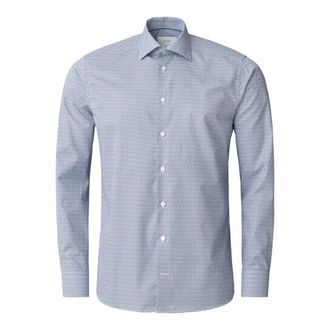 Eton Geometric Signature Twill Overhemd - Heren - Casual Overhemden - Blauw - 6XL - Katoen - Overhemden