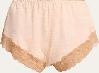Chlo&eacute; Lace-Trim Floral Silk Jacquard Pull-On Shorts