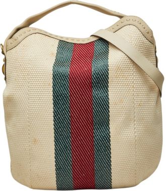 Gucci Ivory Canvas Shoulder Bag Tote Bag (Pre-Owned)