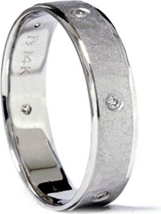 Pompeii3 Diamond Hammered Comfort Fit Wedding Ring 14K White Gold Band 5mm 1/5 Ct