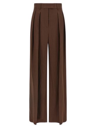 Brunello Cucinelli Linen Trousers Pantaloni Marrone-Donna