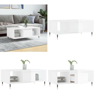 vidaXL Tavolino Salotto Bianco Lucido 90x50x36,5 cm Legno Multistrato - Tavolino da Salotto - Tavolino in Legno