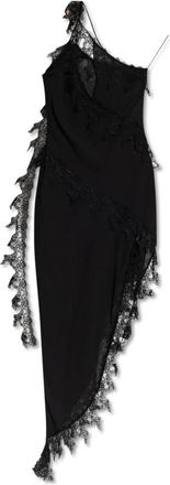 Blumarine Jurk met kanten inzetstukken - Dames - Feestkleedjes - Zwart - 2XS - Polyester - Kleedjes