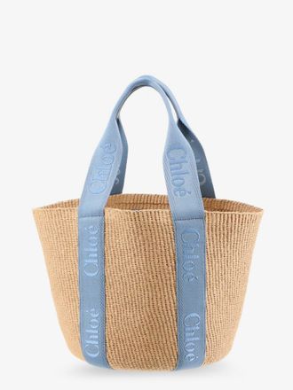 Chlo&eacute; Womens Shoulder Bag Woody Raffia Beige