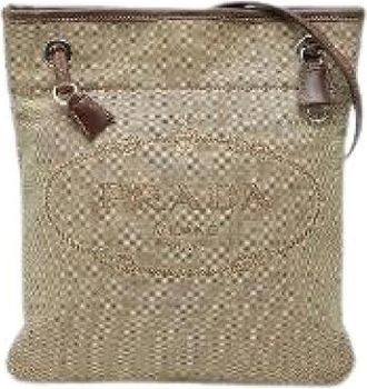 Prada Pre-owned Cross Body Bags, female, Beige, Size: ONE SIZE Pre-owned Canvas Cross Body Bag