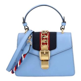 Gucci Pre-owned Mini Bags, female, Blue, Size: ONE SIZE Pre-owned Sylvie Handbag
