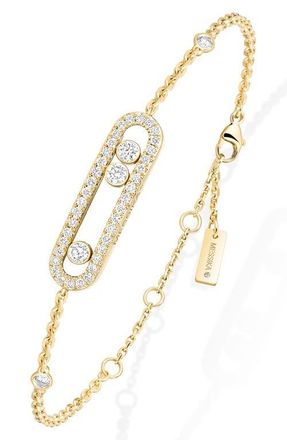 Messika Baby Move Pav&eacute; Diamond Bracelet in Yellow Gold at Nordstrom, Size Medium