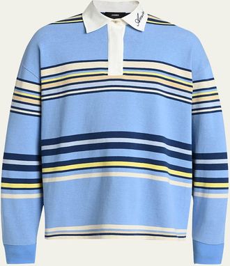 Amiri Mens Cotton Multi-Stripe Long-Sleeve Polo Shirt