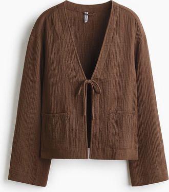 H&M Tie-front muslin jacket - Dunkelbraun