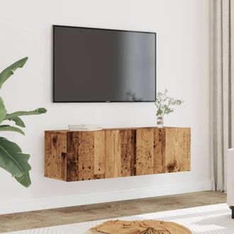 Berkfield Home TV Cabinets Wall-mounted 2 pcs Old Wood 100x30x30 cm in Brown | Size: 100 x 30 x 30 cm