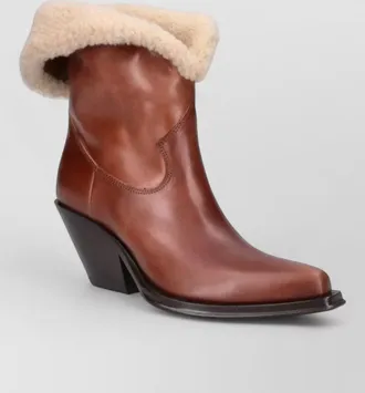 Chlo&eacute; leather fur-lined ankle boots