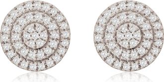 Suzy Levian Pavé Diamond Round Stud Earrings in White Gold at Nordstrom Rack