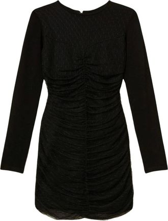 Twinset Short Dresses, female, Black, XS, Black Lace Long Sleeve Dress