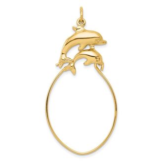 Diamond2Deal 10k Yellow Gold Double Dolphin Charm Holder