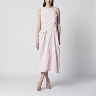 Rotate Orchid pink midi dress with floral embroidery