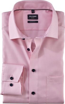 Olymp Luxor Mens Long-Sleeved Shirt, Faux Plain, Luxor Modern Fit, 19 Global Kent, Light Rose 31, 15