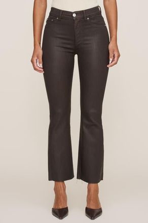 DL1961 Bridget Instasculpt Coated High Waist Crop Bootcut Jeans in Chocolate Coated at Nordstrom, Size 23