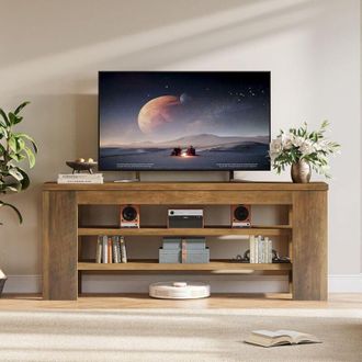 Tribesigns Tribesigns Mobile TV per TV fino a 55 pollici, Centro Intrattenimento con Scaffali Aperti e Ripiano per Soundbar, Tavolo Mobile Moderno per Soggiorno
