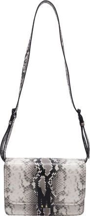 Moschino M-Logo Python-Print Shoulder Bag in White Calf Leather
