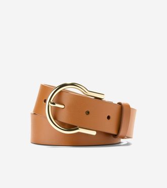 Cole Haan Womens 32MM Hinged Buckle Belt - Beige Size Medium