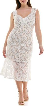 Nicole Miller Stretch Lace Bodycon Dress in Brilliant White /Beige at Nordstrom Rack, Size 16