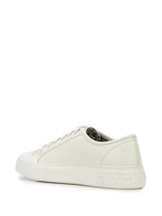 Ferragamo Gancio-Embossed Leather Low-Top Sneaker - White