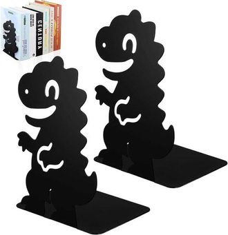 OEM Sujetalibros Met&aacute;licos Con Forma De Dinosaurio - 2 Piezas, Antideslizantes, Soportes Decorativos Para El Hogar Y La Oficina