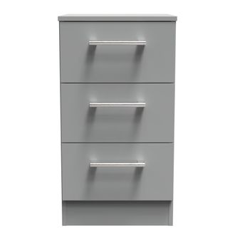 Welcome Furniture Denver Ready Assembled Bedside Table with 3 Drawers - Grey - Welcome Furniture | TJ Hughes